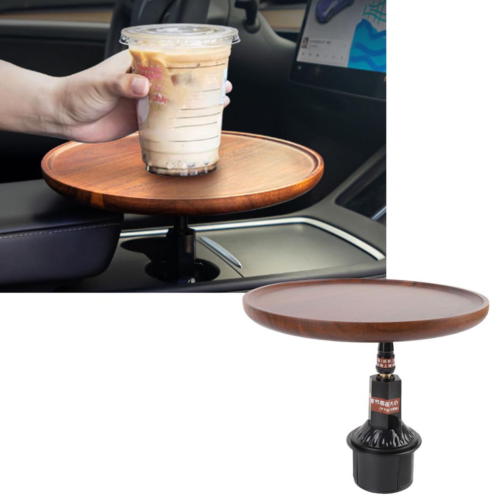 Cup Holder Eating Tray Table Easy Installation 360° Rotating Stable  Wooden Car Cup Holder Tray for Most Cup Holders