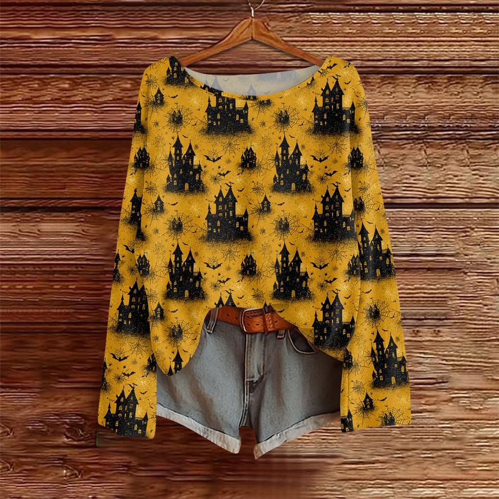 Long Sleeve Shirts For Women Print Graphic Tees Blouses Casual Plus Size Basic Tops Pullover