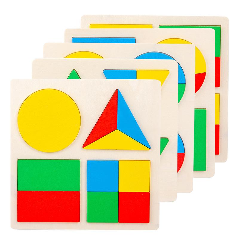 Dětské vzdělávací Montessori Rané učení Děti Barevné geometrické tvary Dřevěné puzzle Osvícení a poznání Dřevěné puzzle