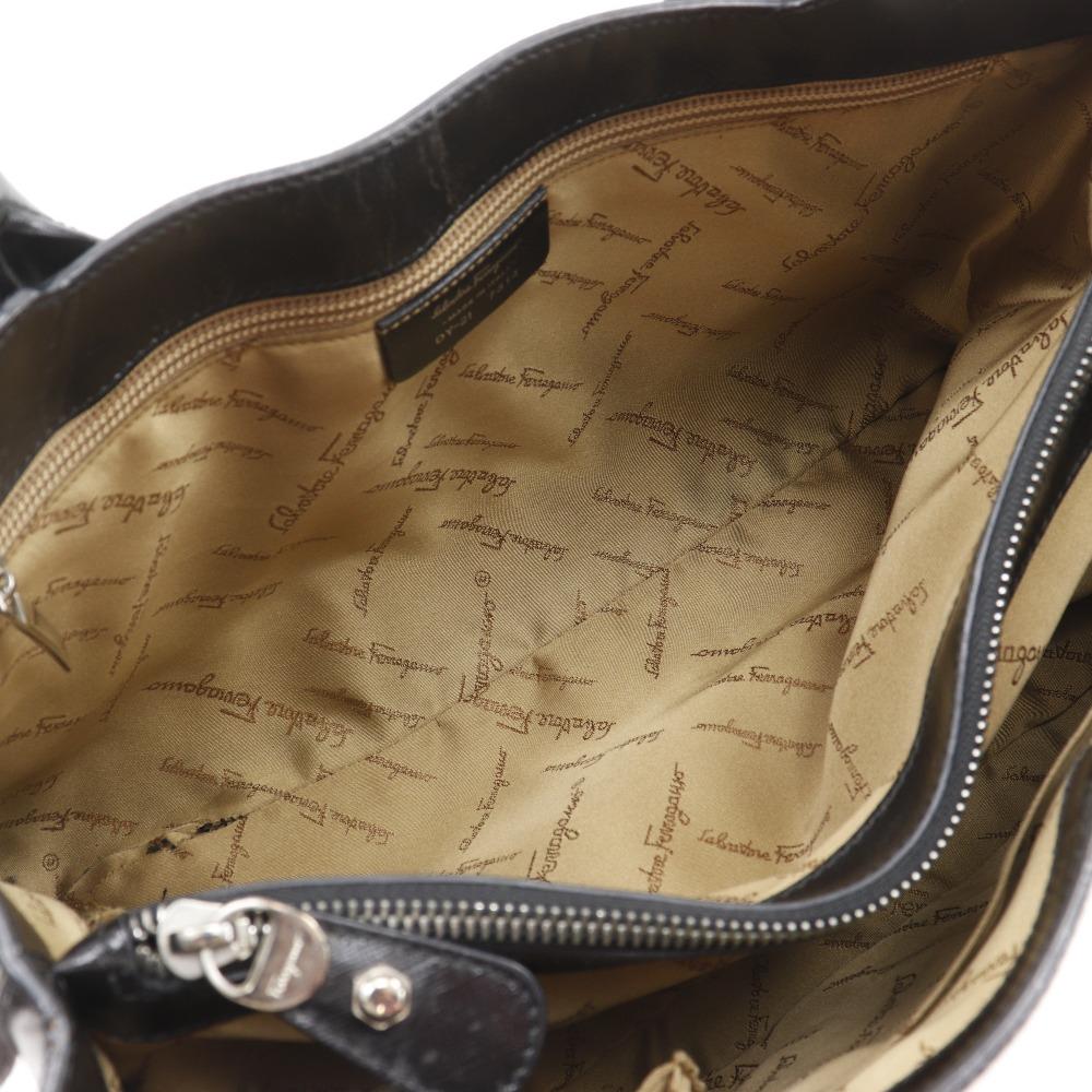 Salvatore Ferragamo Gancini Tote Bag DY-21 7814 black Calfskin Women Used