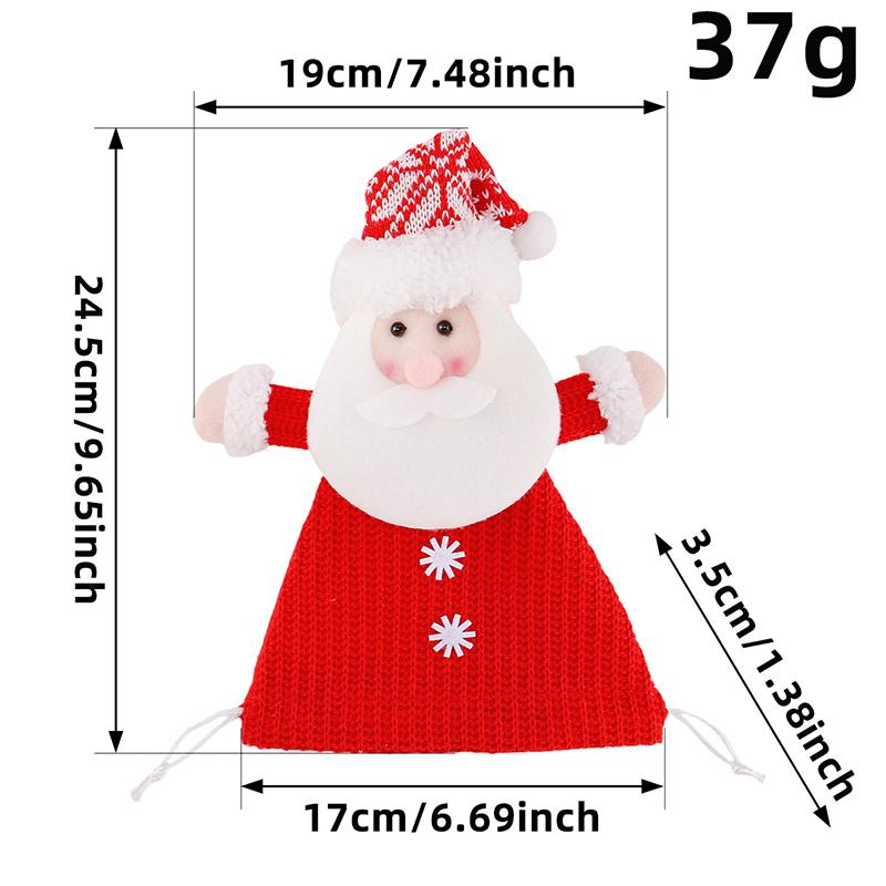 1Pc Christmas Knitted Candy Bag Plush Toy Present Pouch For Fruit Decor Xmas Christmas Decorations 1Pc