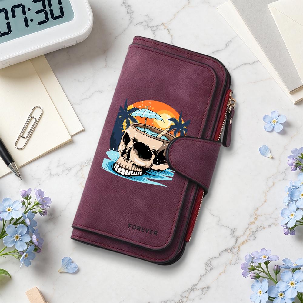 Summer Skull Pattern Long Wallet Fashion Daily Portable Card Holder