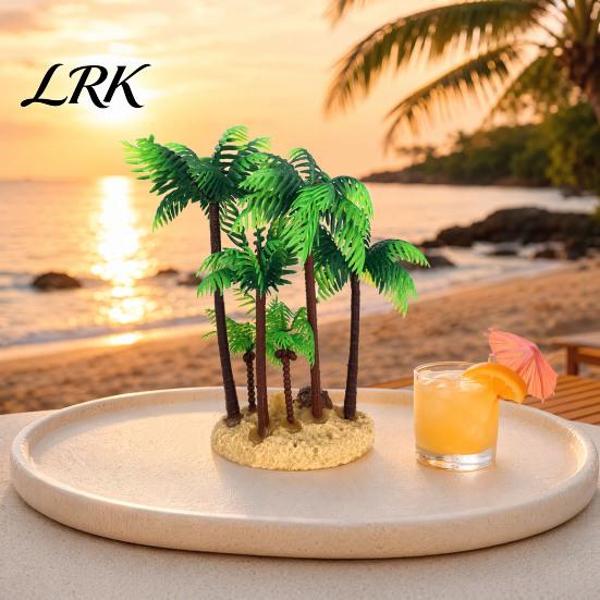 Realistic Aquarium Plants Artificial Plants, Miniature Plastic Coconut Trees, Safe Fish Tank Landscape Accessories for Betta Shrimp Turtles