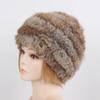 Hot Sale Women Knitted Real Rabbit Fur Hats Ladies Winter Warm Fluffy Genuine Rabbit Fur Caps Outdoor Good Elastic Fur Cap