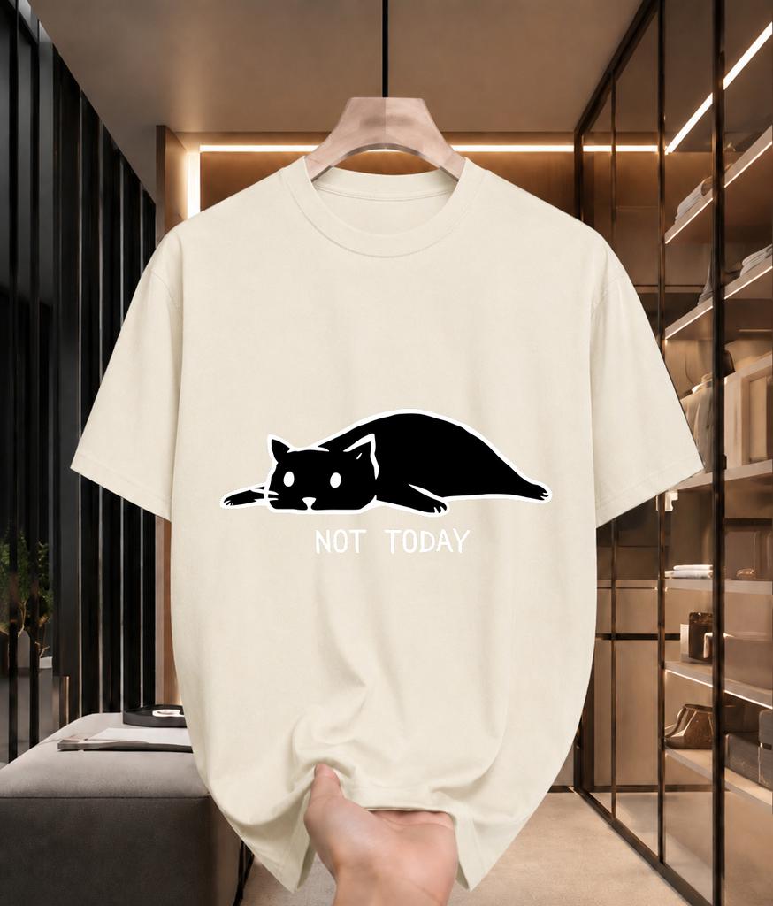 2026 New Cotton Tshirt Not Today Lazy Cat Funny Print Casual Fashion Short Sleeve Tee