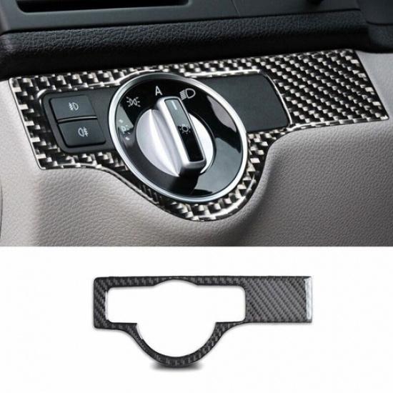 Real Carbon Fiber Headlight Lamp Switch Button Cover 1PCS For Benz C-Class 07-14