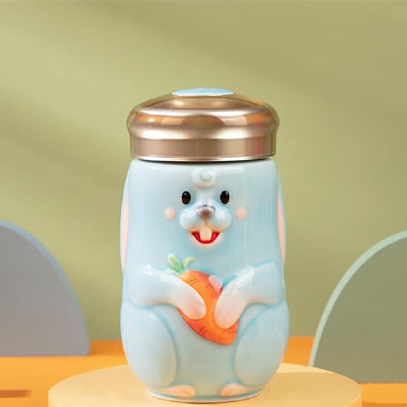 Acera Rabbit Treasure Hand-Painted Ceramic Portable Teacup