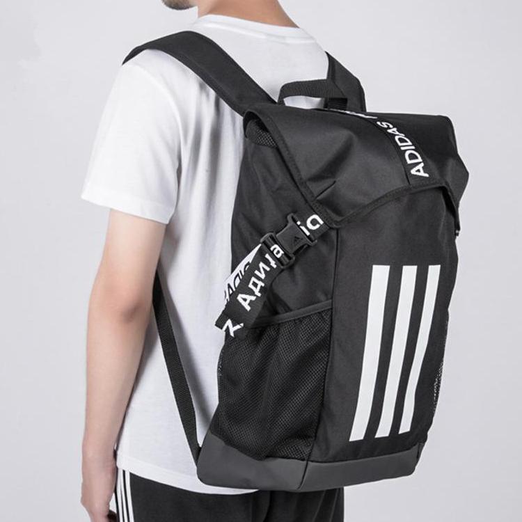 adidas 4Athlts Striped Print Sports Polyester Backpack Unisex Backpack Black FJ4441