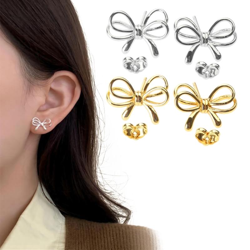 Modern Bowknot Earrings Accessories Dainty Ear Studs Ear Pendant Jewelry Charm Trendy Ear Accessory for Everyday Wear