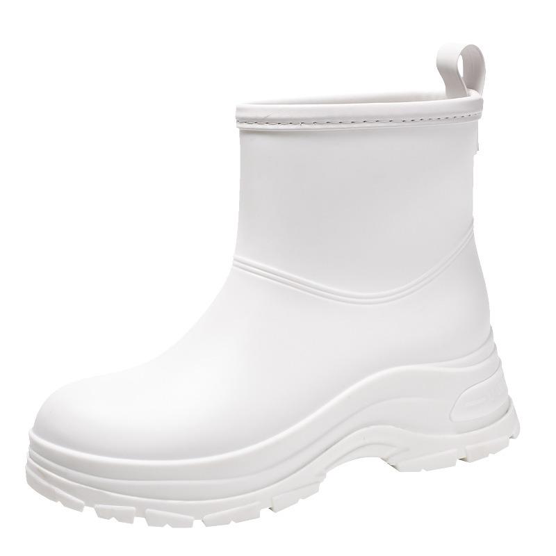 Short rain shoes thick-soled women's rubber shoes outdoor wear non-slip water boots thickened water shoes velvet short rain boots fashion