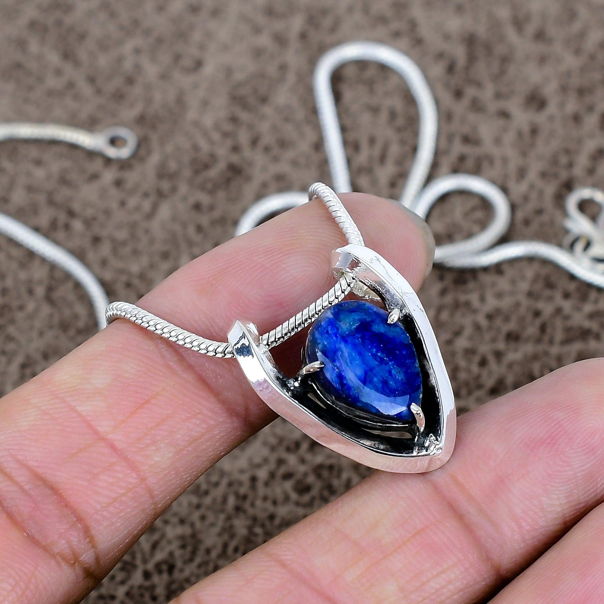 

Blue Jade Gemstone Handmade 925 Sterling Silver Jewelry Pendant 1.06 KKG-596