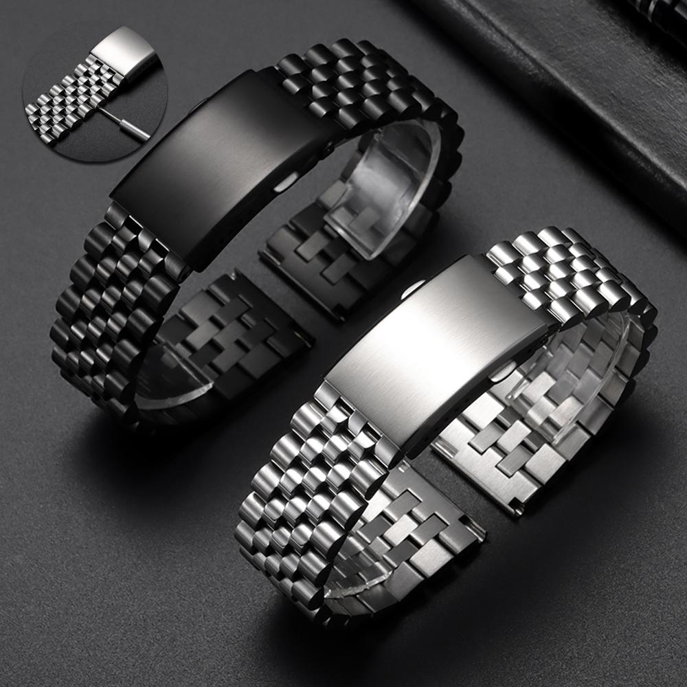 316L Straight End Stainless Steel Strap Quick Release Metal Watch Band 20mm 22mm Solid Buckle Bracelet for Seiko for Jubilee