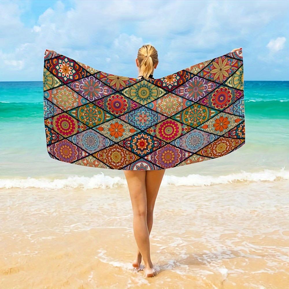 Mandala Pattern Beach Towel, Quick Drying Soft Absorbent for Outdoor Travel Camping