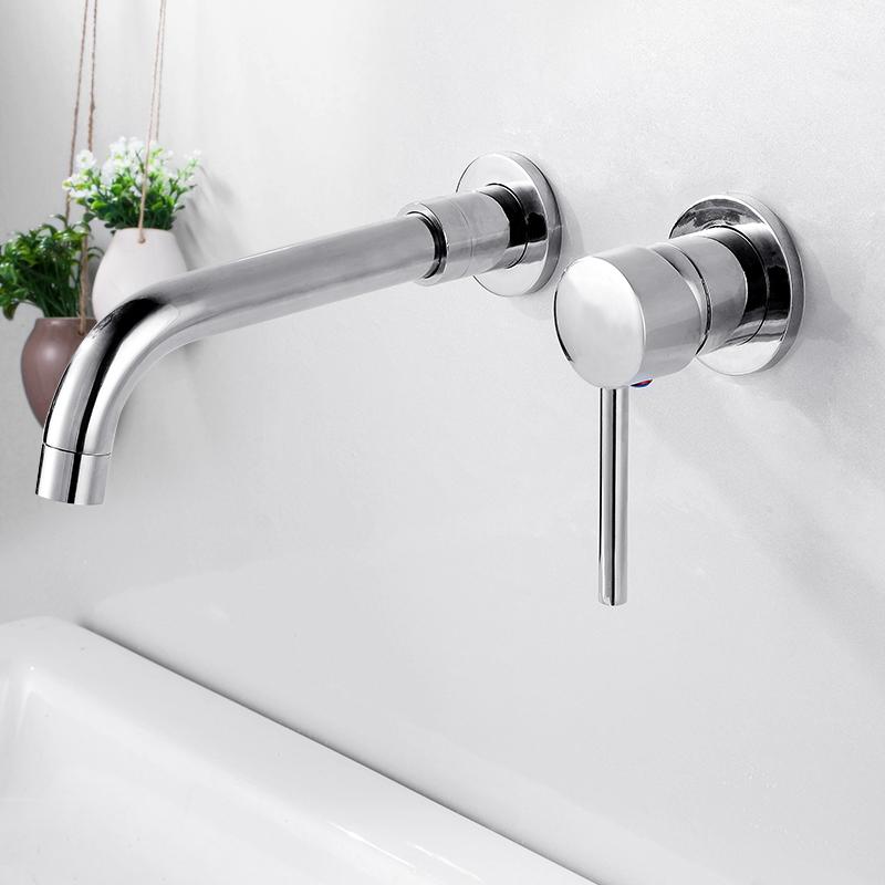 ELLEN Moderner Messing Wandmontierter Badezimmerwaschbeckenhahn Wandwaschbecken Schwenkbarer Auslauf Badewannenmischer Wasserhahn Kran Antik Bronze Finish ELK202