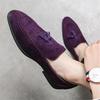 Tassels Loafter Fashion New Men's Pointed Purple Blue Dress Casual Shoes Male Wedding Dress Homecoming Footwear Zapatos Hombre