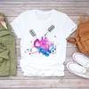 Fashion Short Sleeve White T-Shirt for Women Nail Art Makeup Beauty Style Inspired by Europe And America Summer Polyester Fabric
