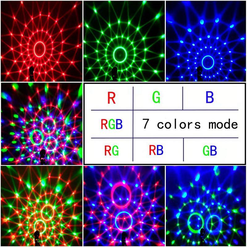 Sound-Activated Seven-Color LED Rotating Crystal Stage Light for Disco, KTV, and Bars