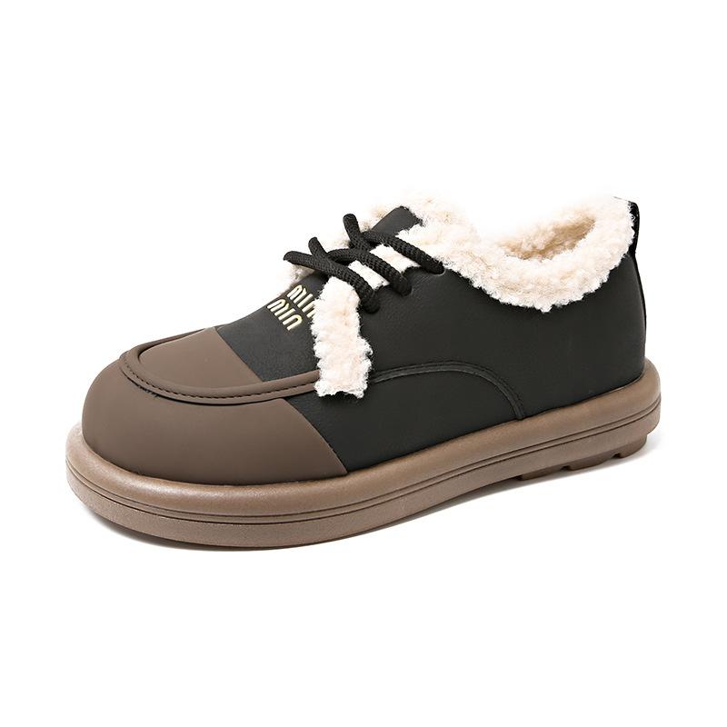 Large size cotton shoes women's winter new casual warm flat bottom women's shoes lace up student women