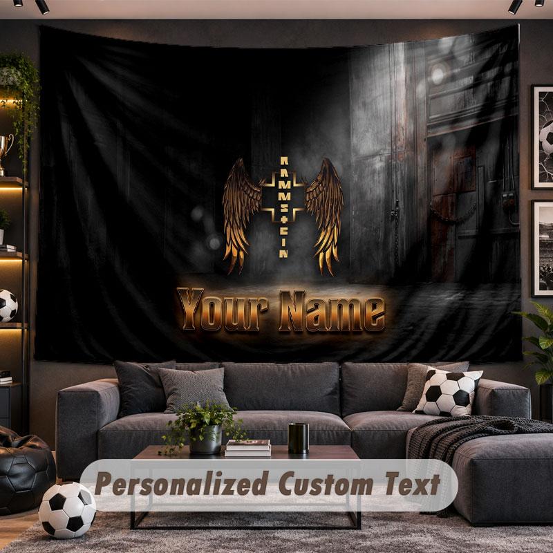 Wall Hanging Tapestry Custom NameRammstein Pattern Personalized Printed Fabric Wall Decor
