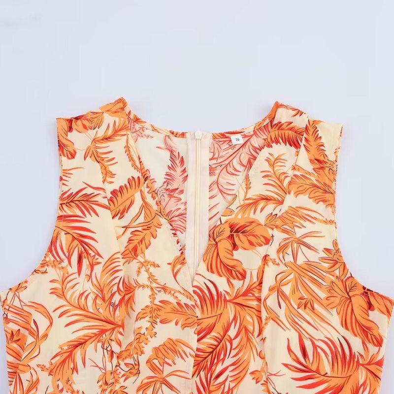 Kaslead New Women clothes Western Style Fashion Simple Slim fit V-neck Waist Hugging Sleeveless Dress