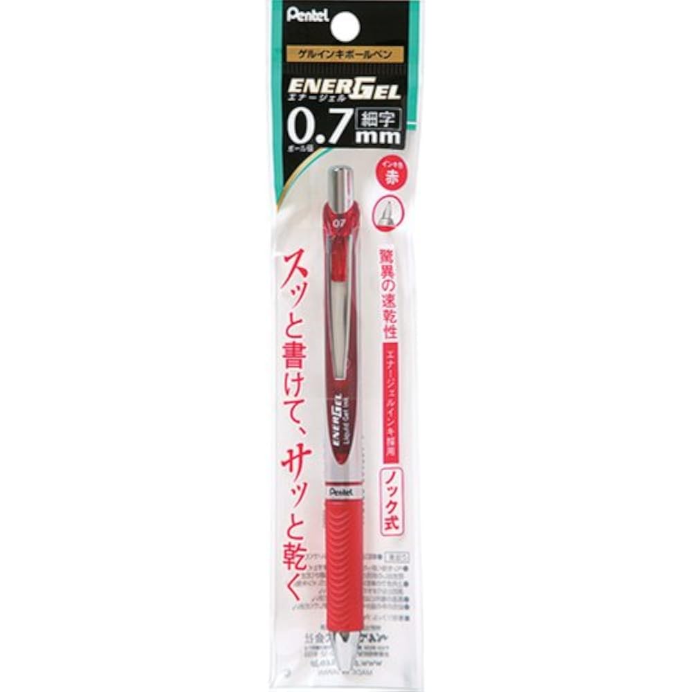 Pentel Ballpoint Pen Gel Ink Gel Knock Type, 0.7 mm, Silver Shaft, XBL77-B, Red, 5