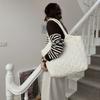 Autumn&Winter Women Puffy Padded Shoulder Bag Large Capacity New Handbag Solid Quilted Tote Bag Embroidered Thread Shopper Bag