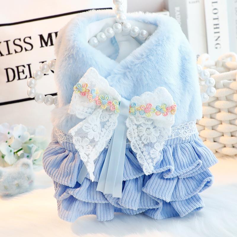 Luxury Dog Clothes Warm Princess Pet Dress Coat Symphony Fragrance Traction Dog Clothes for Small Dogs