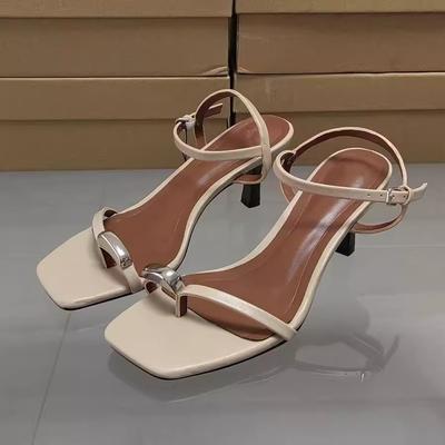 TRAF Woman Open Toes Straps Sandals 2024 Summer Elegant Slingbacks Chic High Heeled Shoes Female Fashion Buckled Sexy Pumps New