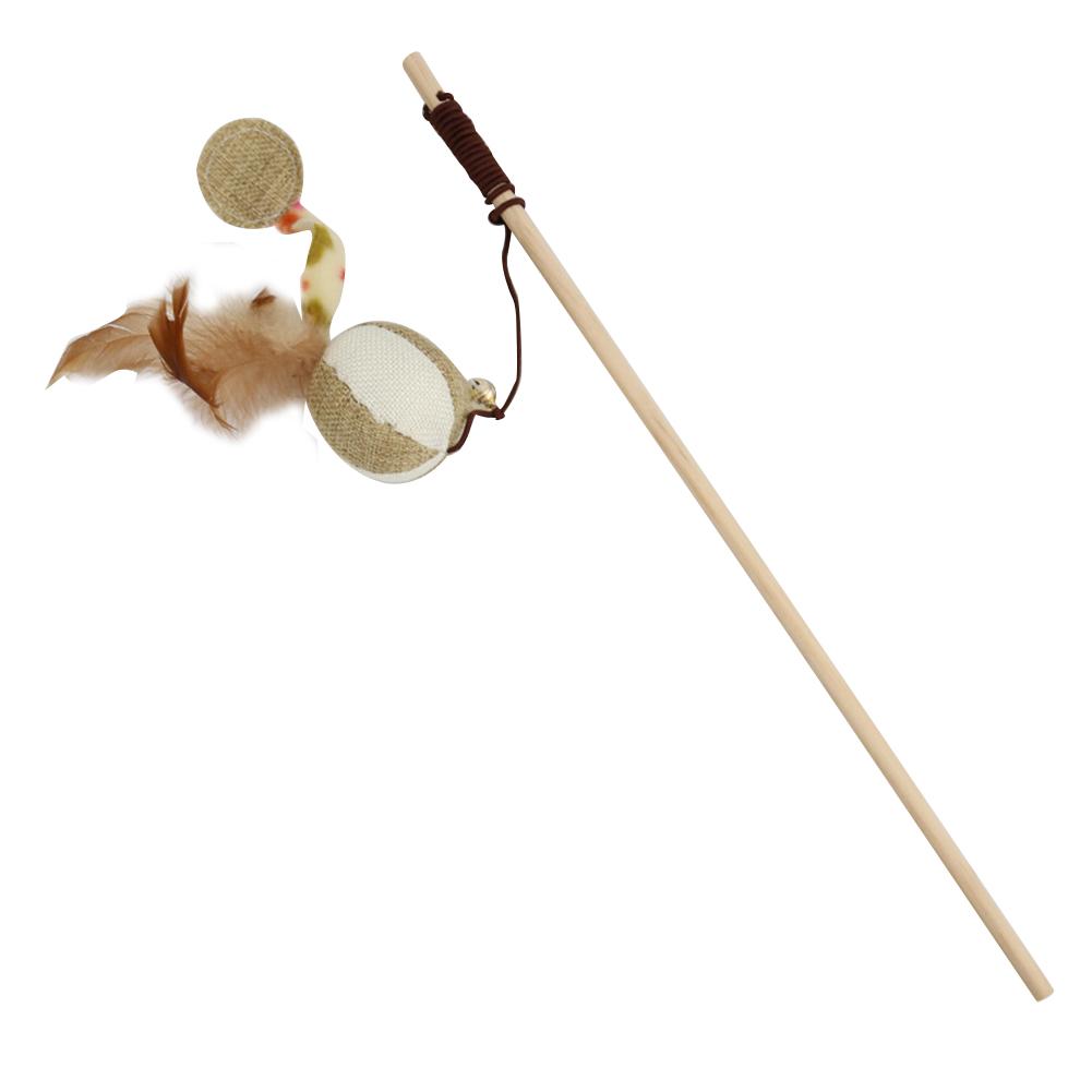 Wood Cat Toys Interactive Games Cats Stick Chaser Wand Toy Catnip Filling Improve Pet Relationships for Kitten Playing Supplies