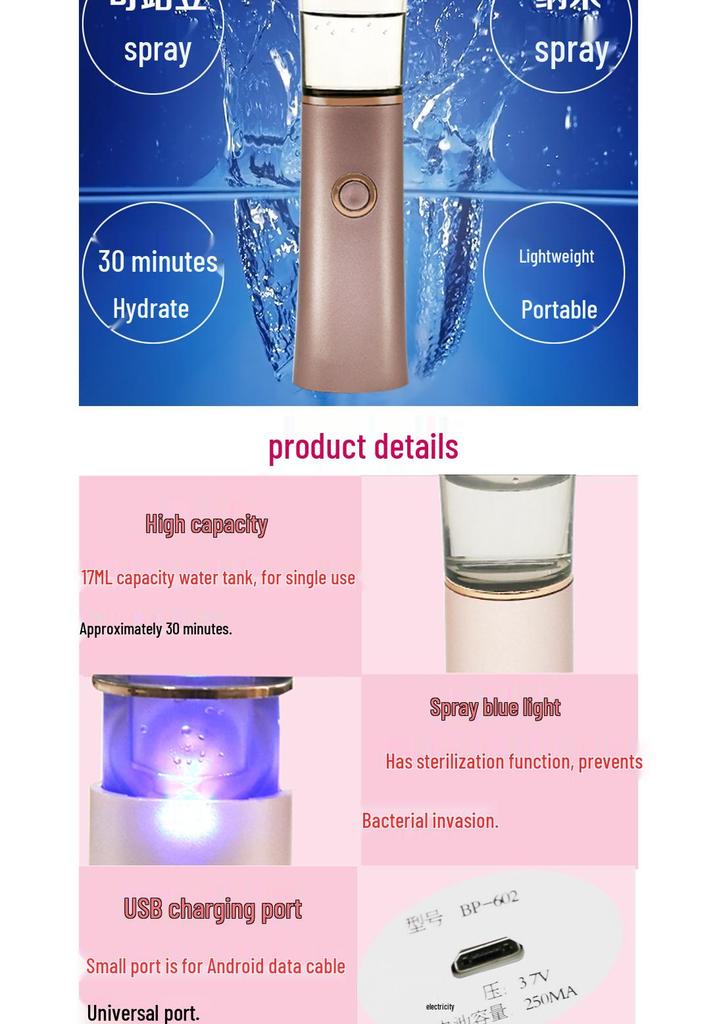 Portable Nano Facial Steamer Hydrating Device