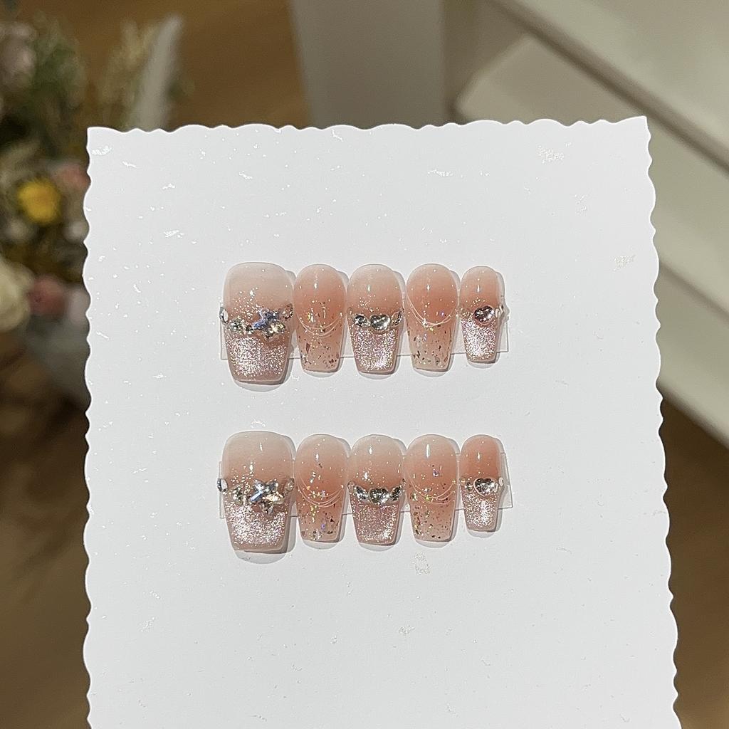 Spring Light-hearted Peach Pink Cat Eye Broken Diamond Flashing Gold Foil Sequins Wear Armor