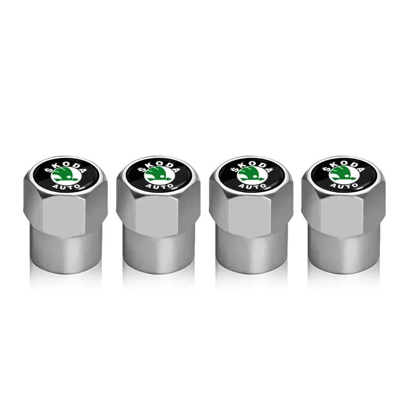 Car Sticker 2025 Hot 4Pcs Metal Car Wheel Tire Valve Caps Covers Auto Accessories For Skoda Octavia Fabia Superb Yeti Rapid Kodi