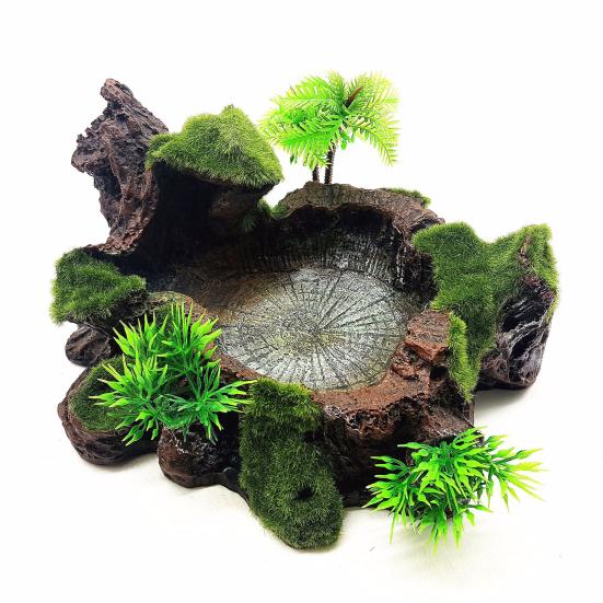 

Aquarium Simulated Basin Turtle Lizard Climbing Pet Food Bowl Fish Tank Decor A