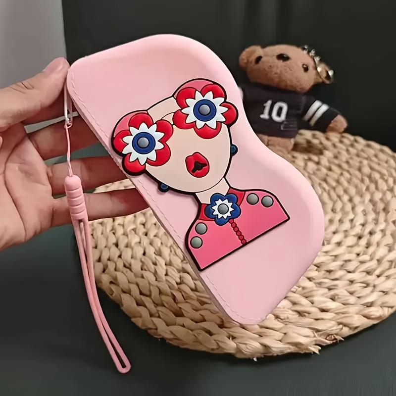 

1шт силиконовый чехол для очков с ремешком на запястье - портативный дорожный органайзер для очков, помады, наушников и мелких предметов - милый мультяшный дизайн