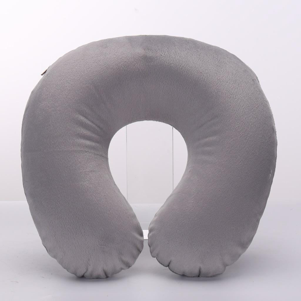 Promotional Inflatable U-Shaped Travel Neck Pillow with Plush Outerwear