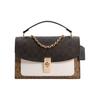Lane 26 Fashion Color Block Chain Crossbody Shoulder Bag Coated Canvas And Leather Medium Women Handbags Brown White C1539-IMNOX