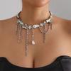 Artistic Short Clavicle Necklace Featuring Geometric Plastic Beads And Movable Tassels Decoration Fashion Neckwear