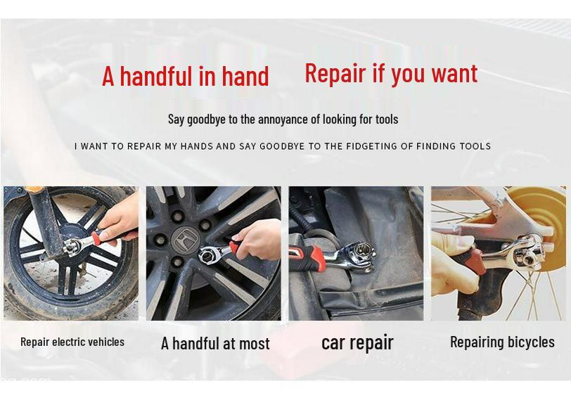 8-in-1 Universal Multi-Head Rotating Socket Wrench