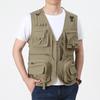 Summer Thin Men's Vest Coat Solid Color Mesh Breathable Multi-pocket Waistcoat Travel Camping Fishing Photography Work Vest Top