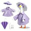 1 Set Porch Goose Outfit Lawn Goose Raincoat Hat And Umbrella Waterproof Goose Costume Rain Jacket for 23 Inch Goose Statue Summer Outdoor Garden