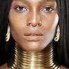 Conjunto de Acessórios para Fantasia Tribal Nacional Africana Dourada de 6 Peças Pescoço Longo