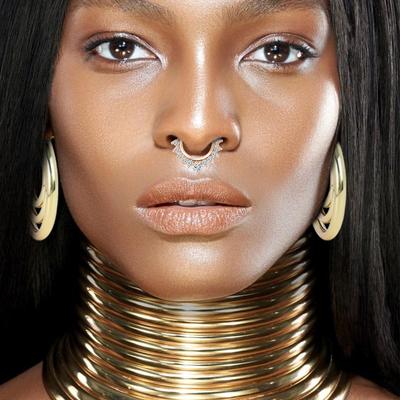 Conjunto de Acessórios para Fantasia Tribal Nacional Africana Dourada de 6 Peças Pescoço Longo