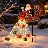 Solarbetriebene Weihnachts-Erdleuchten Rentierschlitten-Figur Licht, Gartenspieß Warmweiß Sternen-Lichterkette Gießende Geschenke Sterne Licht für Hofweg