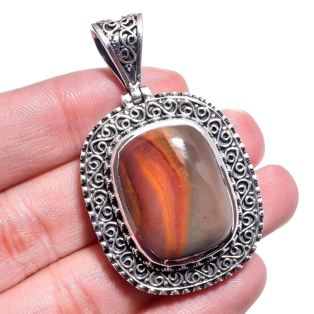 Arisha Silver 925er Sterlingsilber handgefertigte antike Anhänger, Massivsilber Anhänger Los 7 Stück mit natürlichen Edelsteinen