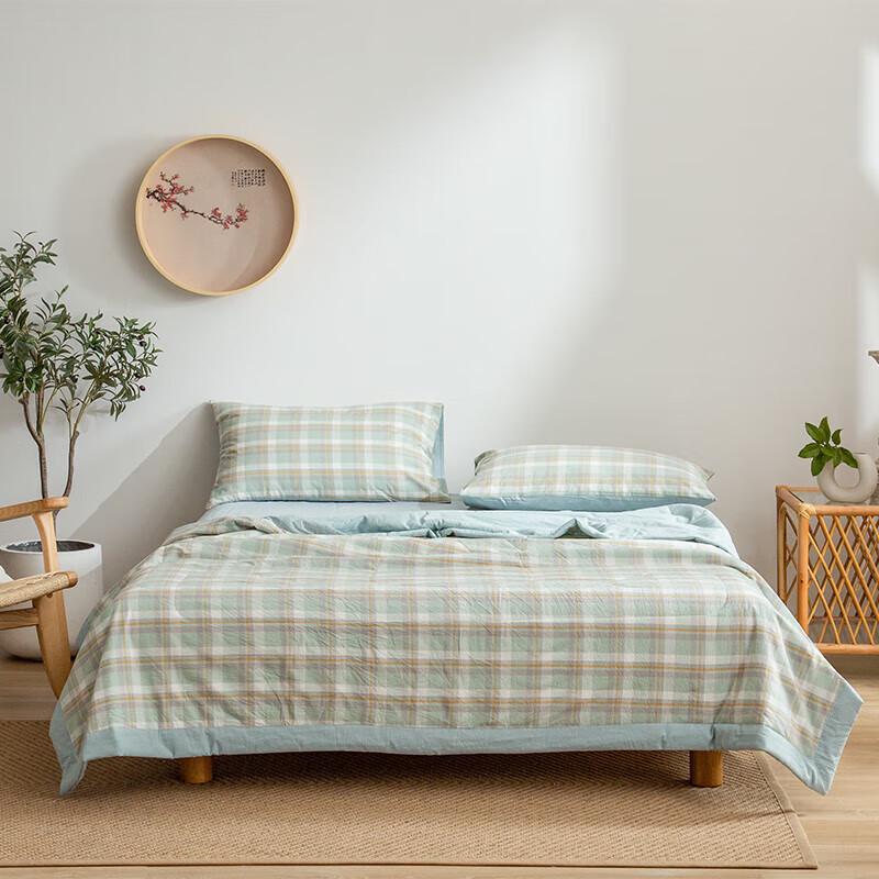 

Hongdou 100% Cotton Simple Plaid Summer Quilt