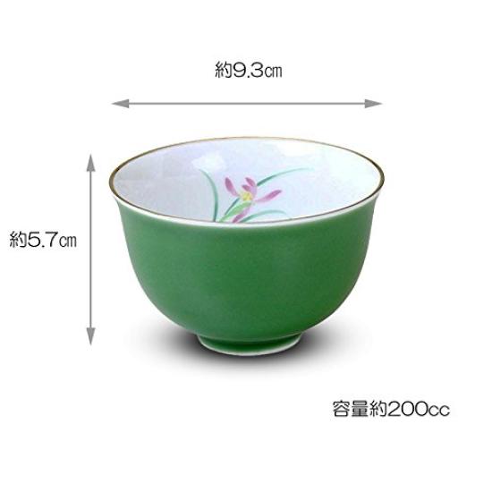 Ranchant Sencha Wakakusa Ran Grass Arita Made In Japan Set, Green, Sencha 9.1x5.5cm, (Little Orchid), Ware,