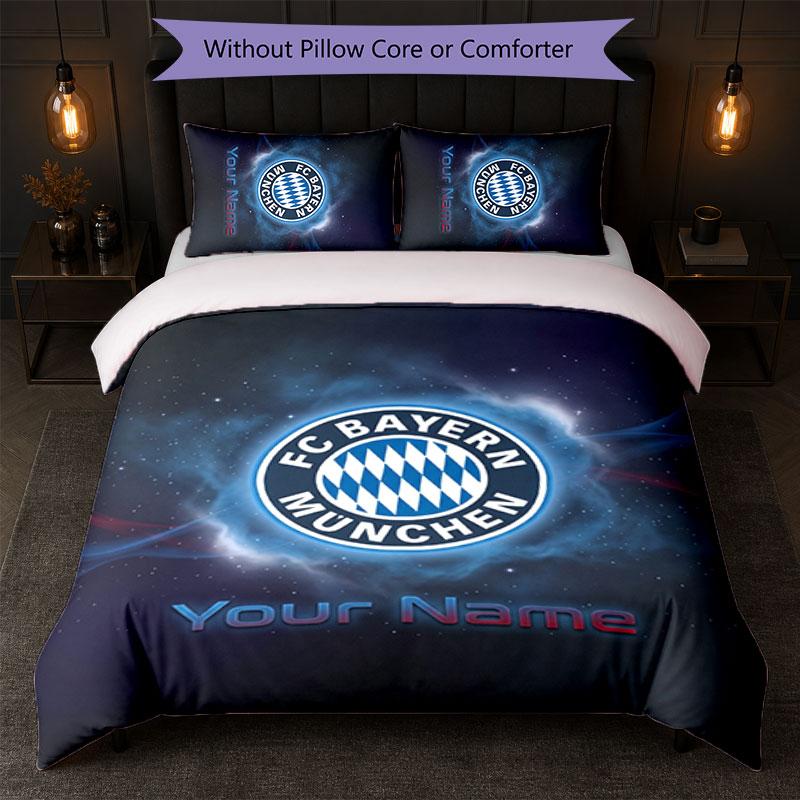 Set Biancheria da Letto Personalizzato Bayern Monaco con Nome Testo 1 Copripiumino+2 Federe Logo Calcio Regalo Personalizzato per Occasioni Speciali Decorazione Camera da Letto