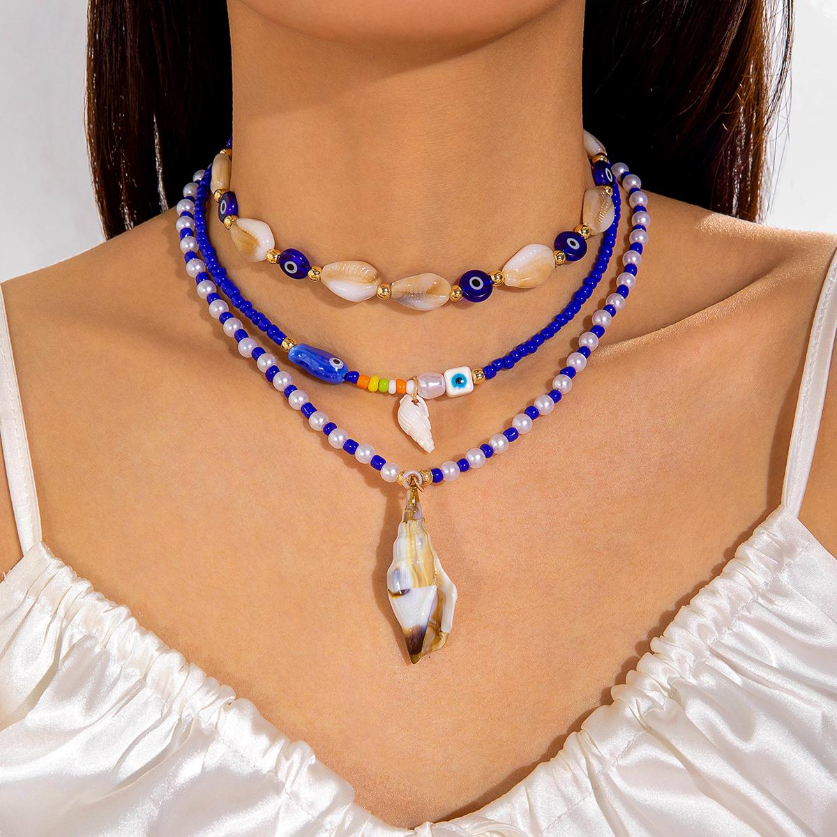 

3 шт., ожерелье с подвеской в виде керамической рыбы и раковины на морском побережье, набор женских украшений, летнее свежее ожерелье