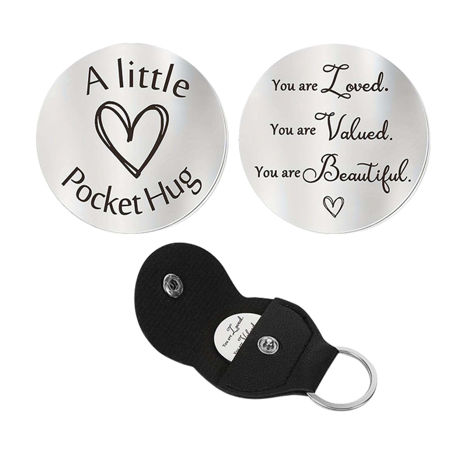 

Pocket Hug Coin Gifts For Men Boyfriend Girlfriend Inspirational Gift For Son Daughter With Leather Keychain