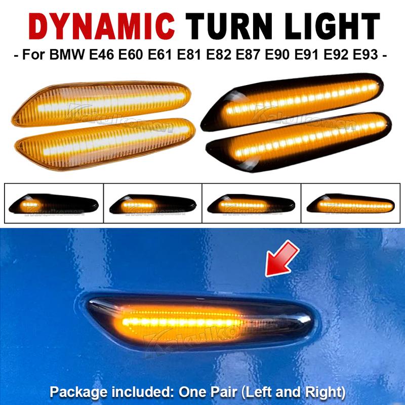 Smoke Lens Dynamic Flowing LED Turn Signal Side Marker Light Blinker Lamp For BMW E60 E61 E90 E91 E87 E81 E84 E88 E93 E82 E46